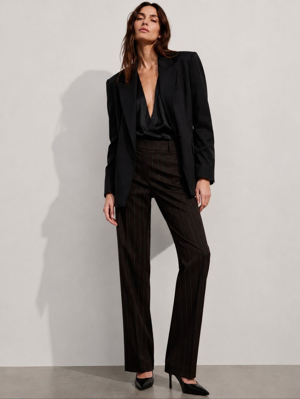 ❤️ FABRIZIO GIANNI 90S VINTAGE HIGH RISE STRAIGHT LEG PINSTRIPE TROUSERS/ PANTS